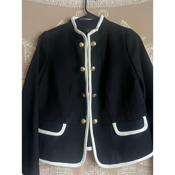 NWT Talbots Military Officer Jacket Gold Buttons Black W/ White Trim Jacket - Picture 4 of 10